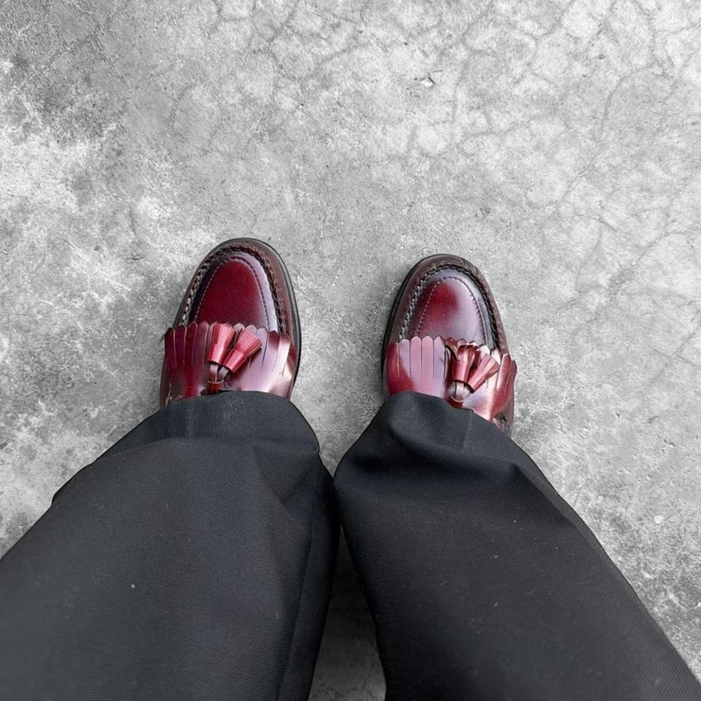 Vintage St John's Bay Burgundy red leather tassel kittle loafers  8 D